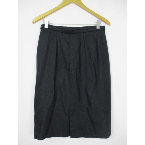 VINTAGE Pencil Skirt Gibi Roma Womens 10 30x25 Virgin Wool Black Dark Academia M - Picture 2 of 11